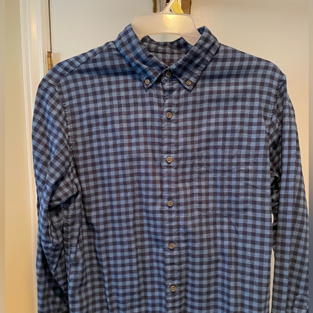 J Crew Factory Blue Check Flannel Men’s Large